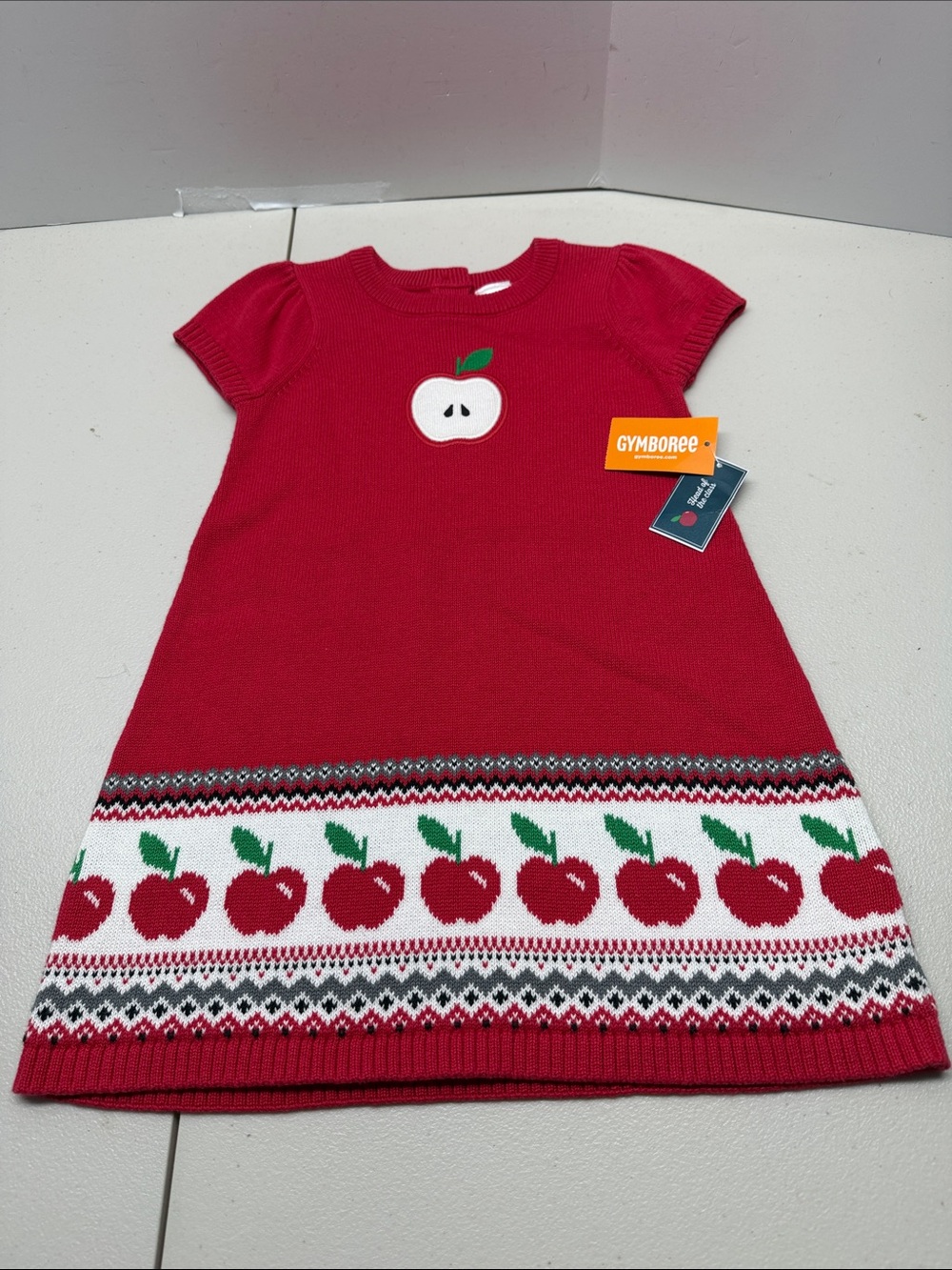 Girls Apple Fairisle Dress - Head Of The Class - Red. Size 2T. NWT